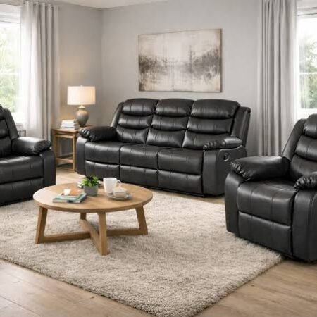 Roma Recliner Sofa In Premium Black Leather