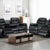 Roma Recliner 3 and 2 Seater Sofa in Premium Black Leather – Buy Online | Buy in the UK