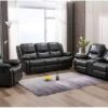 Roma Recliner Chair 3 and 2 In Premium Black Leather