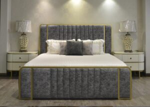 Luxury Paris bed with upholstered headboard and modern bedroom design