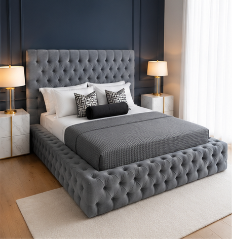 Ambassador Bed – Luxury Upholstered Bed Frame Luxury Ambassador bed with velvet upholstered tufted headboard