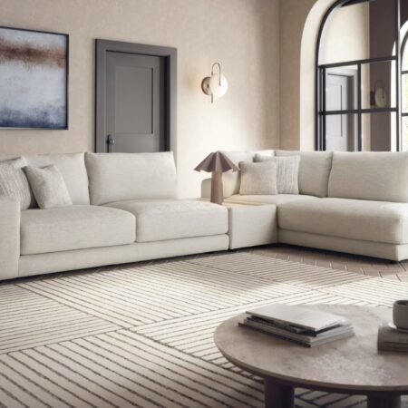 John Lewis 5 seater sofa with spacious cushions and elegant modern upholstery