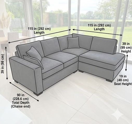 DFS grey L shape sofa