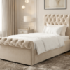 Chesterfield Bed Upholstered Frame Chesterfield bed with tufted upholstered headboard and luxury fabric finish