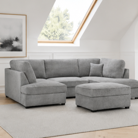 Luxury Sectional Sofas U Shape with premium fabric upholstery in a modern living room.