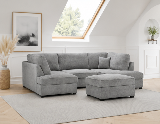 Luxury Sectional Sofas U Shape with premium fabric upholstery in a modern living room.