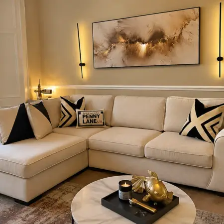 Modern 4 Seater Sofa with premium fabric upholstery for UK living room