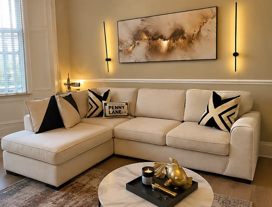 Modern 4 Seater Sofa with premium fabric upholstery for UK living room