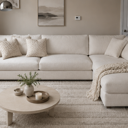 Family Corner Sofa UK with premium fabric upholstery and spacious modern corner seating