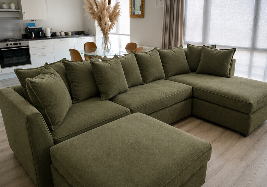 Furniture Land Sofa with premium fabric upholstery and deep comfortable seating