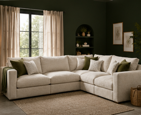 5 Seater Corner Sofa with premium fabric upholstery and modern L shape design