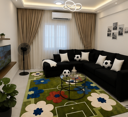 Apartment Sofa with premium fabric upholstery and compact modern design