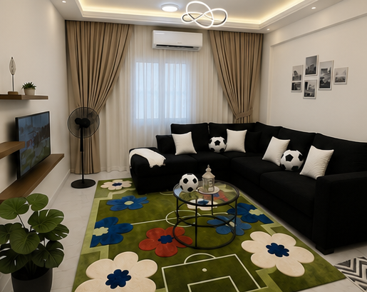 Apartment Sofa with premium fabric upholstery and compact modern design