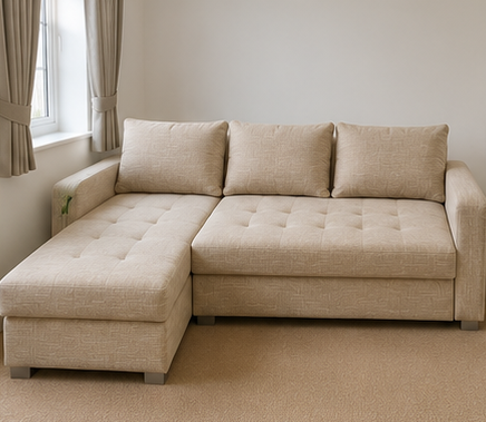 Compact Sofa with premium fabric upholstery and modern space-saving design