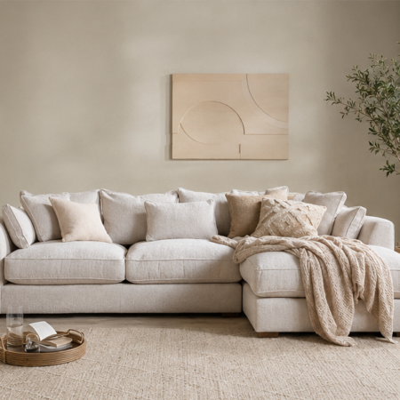 Modern Contemporary 4 Seater Sofa with premium fabric upholstery in a stylish living room.