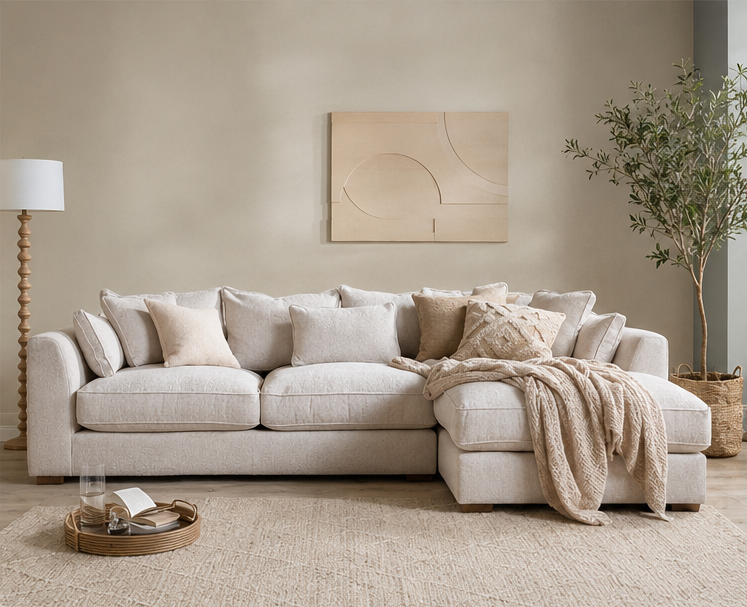 Modern Contemporary 4 Seater Sofa with premium fabric upholstery in a stylish living room.
