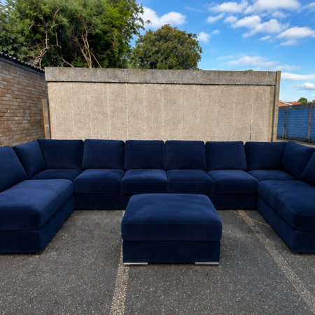 Oversized U Shape Sofa with premium fabric upholstery in a modern living room
