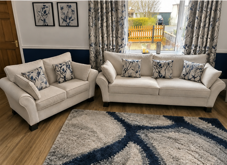 Best 2 & 3 Seater Sofa Set with premium fabric upholstery in a modern living room