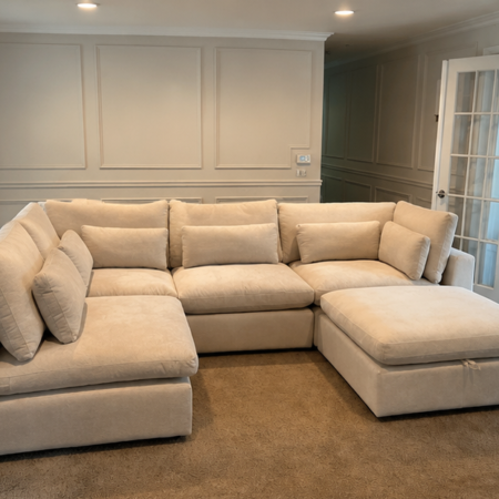 UK 4 Seater Corner Sofa in premium fabric with deep cushions