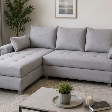 Sectional Sofa Bed with premium fabric upholstery and modern convertible design