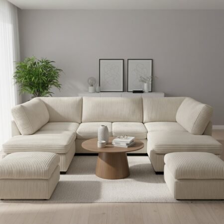 Durable Construction U Shape Sofa with premium fabric upholstery and solid hardwood frame